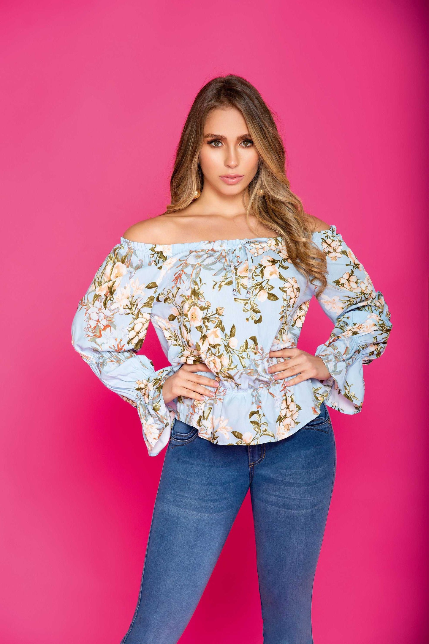 Blusa Manga Larga Mujer Floral F038