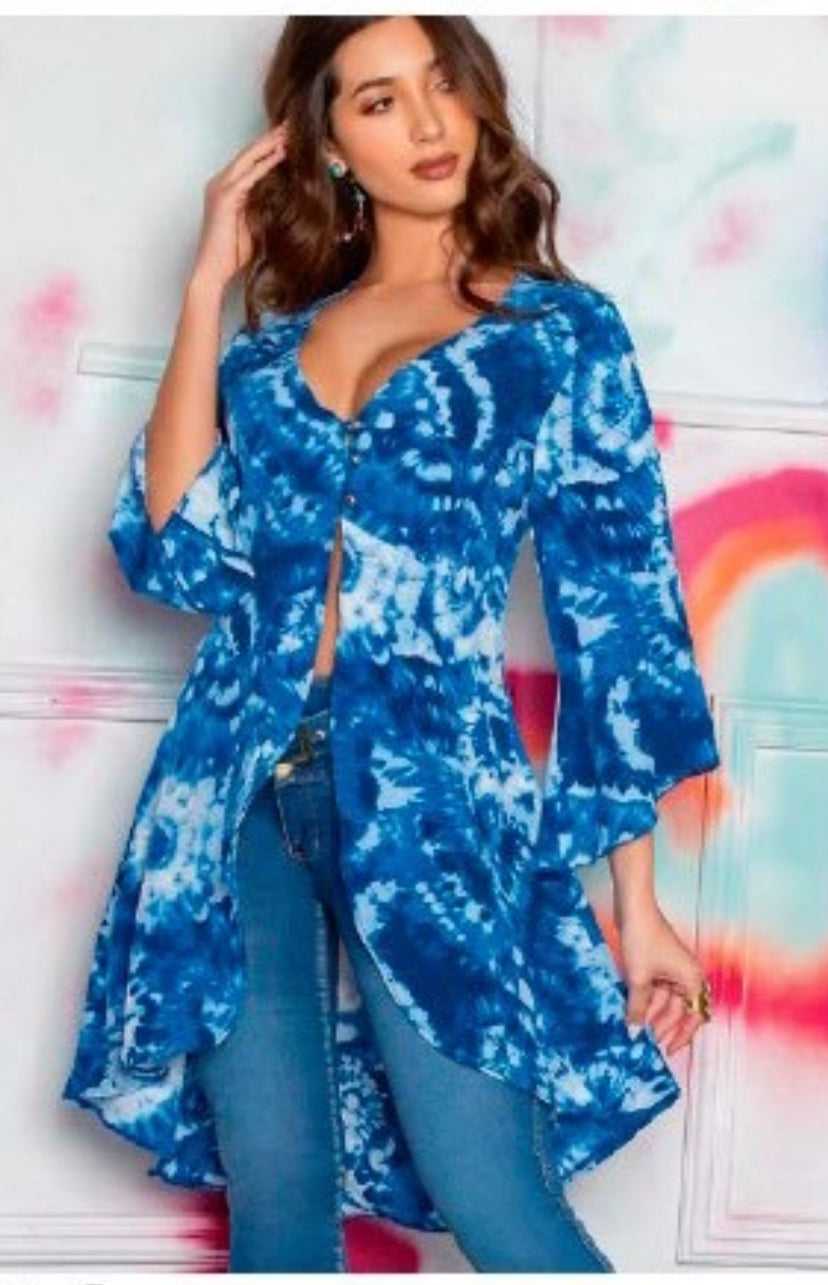 Blusa Azul Sobretodo Largo Mujer 001 : ENVIO GRATIS