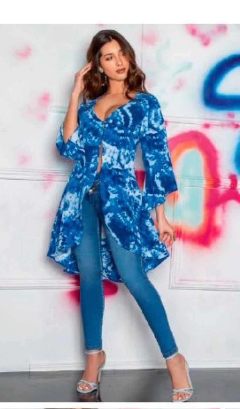 Blusa Azul Sobretodo Largo Mujer 001 : ENVIO GRATIS