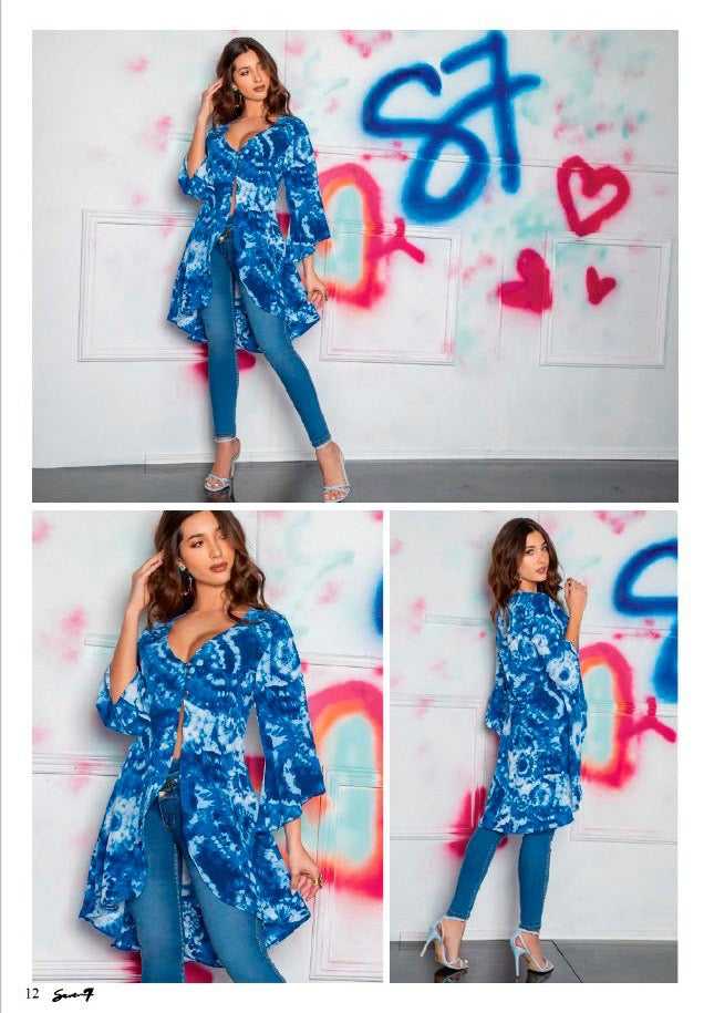 Blusa Azul Sobretodo Largo Mujer 001 : ENVIO GRATIS