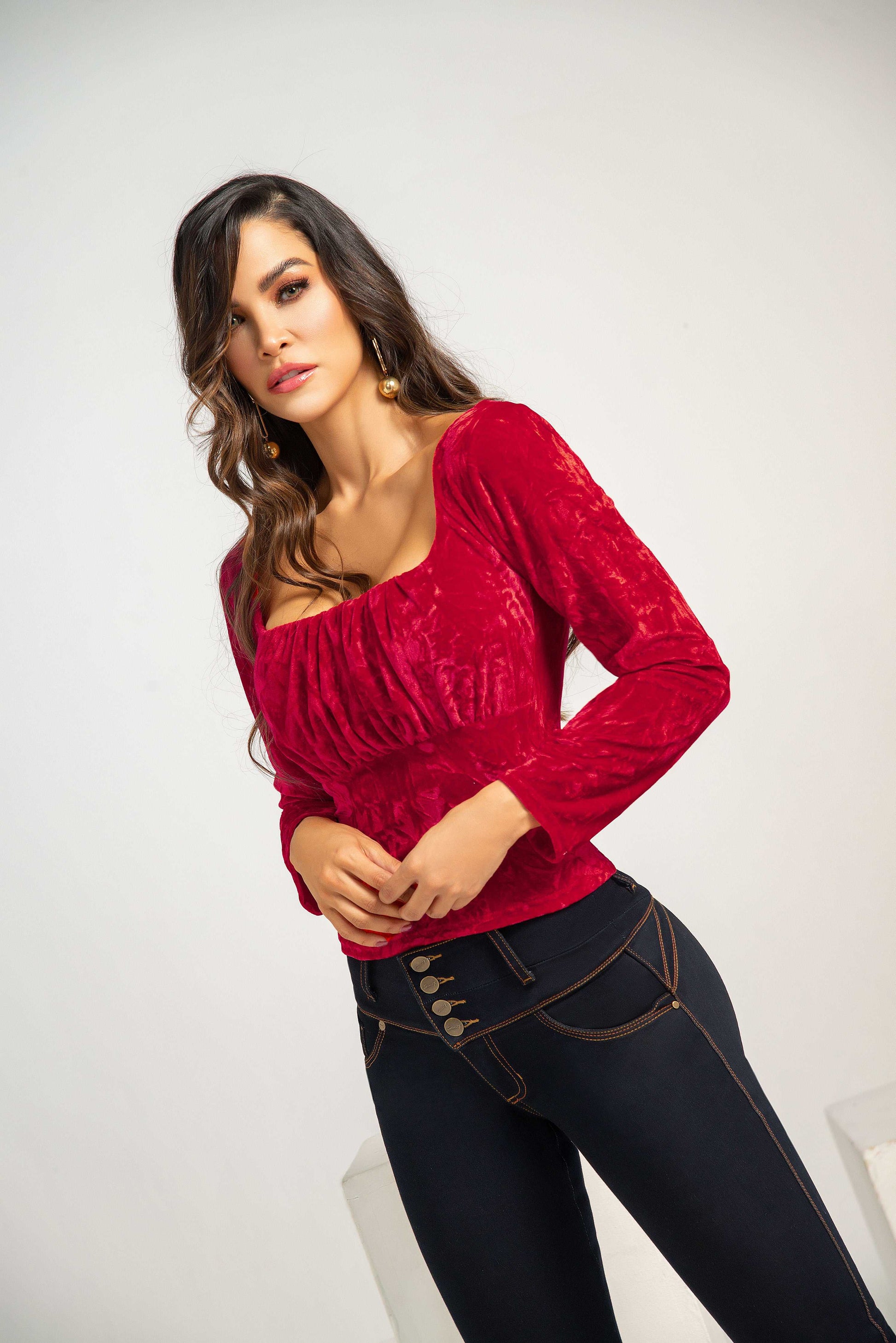 Blusa Manga Larga Mujer Roja Y-088 : ENVIO GRATIS